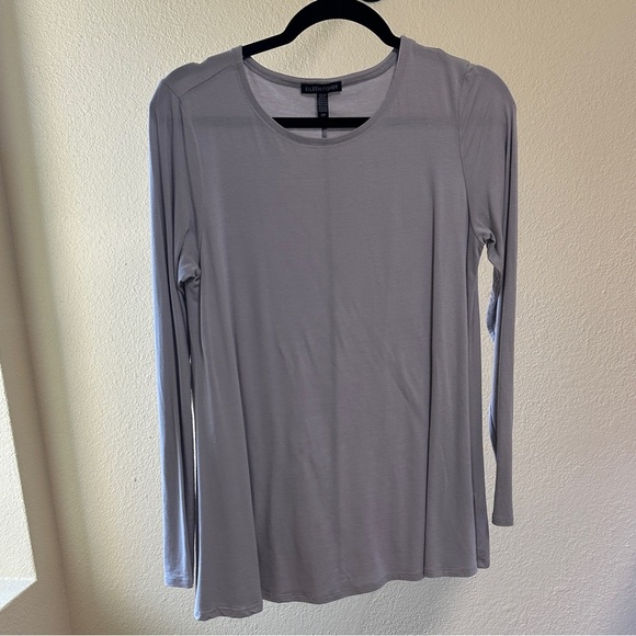 Eileen Fisher Light Gray Tee - Picture 1 of 5
